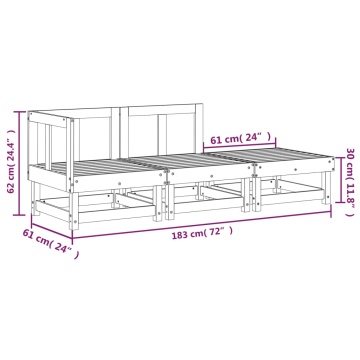 Set mobilier de grădină, 3 piese, alb, lemn masiv de pin - Img 7