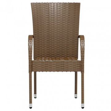 Set mobilier de grădină, 3 piese, maro, poliratan - Img 4