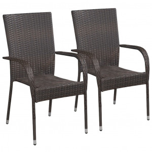 Set mobilier de grădină, 3 piese, maro - Img 2