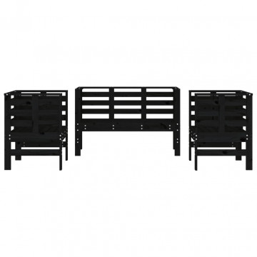 Set mobilier de grădină, 3 piese, negru, lemn masiv pin - Img 4