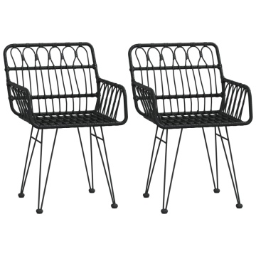 Set mobilier de grădină, 3 piese, negru, poliratan - Img 4