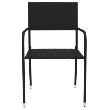 Set mobilier de grădină, 3 piese, negru, poliratan - Img 4
