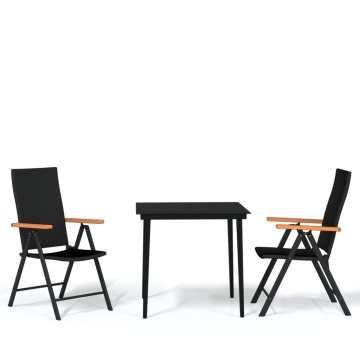 Set mobilier de grădină, 3 piese, negru - Img 2