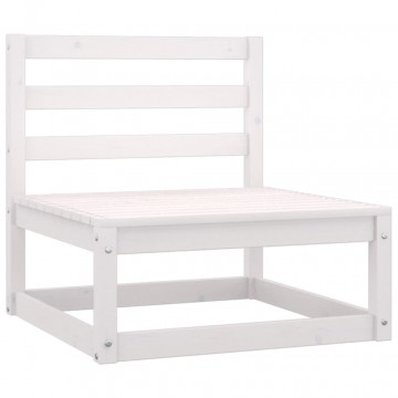 Set mobilier de grădină, 4 piese, alb, lemn masiv de pin - Img 5