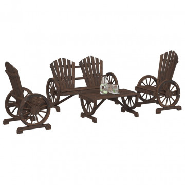 Set mobilier de grădină, 4 piese, lemn masiv de brad - Img 1