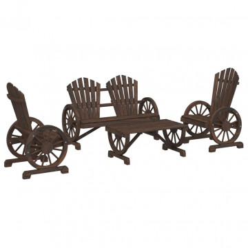 Set mobilier de grădină, 4 piese, lemn masiv de brad - Img 2