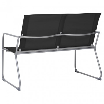 Set mobilier de grădină, 4 piese, negru, oțel și textil - Img 4