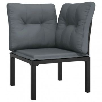 Set mobilier de grădină, 4 piese, negru și gri, poliratan - Img 4