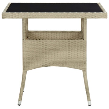 Set mobilier de grădină, 5 piese, bej, poliratan și sticlă - Img 2