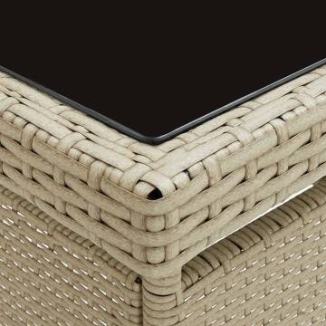 Set mobilier de grădină, 5 piese, bej, poliratan și sticlă - Img 8