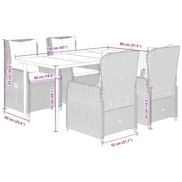 Set mobilier de grădină, 5 piese, cu perne, maro, poliratan - Img 7