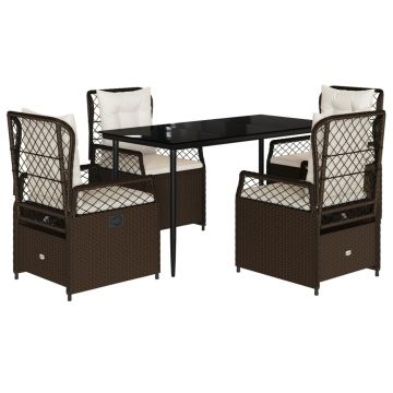 Set mobilier de grădină, 5 piese, cu perne, maro, poliratan - Img 2