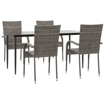 Set mobilier de grădină, 5 piese, gri, poliratan - Img 3