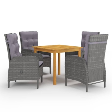 Set mobilier de grădină, 5 piese, gri - Img 1