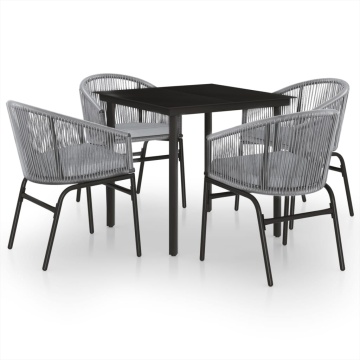 Set mobilier de grădină, 5 piese, gri - Img 2