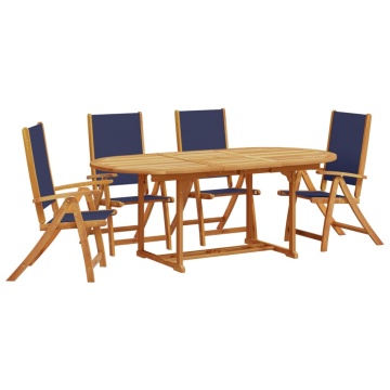 Set mobilier de grădină, 5 piese, lemn masiv acacia/textilenă - Img 2