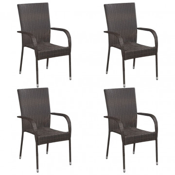 Set mobilier de grădină, 5 piese, maro - Img 8