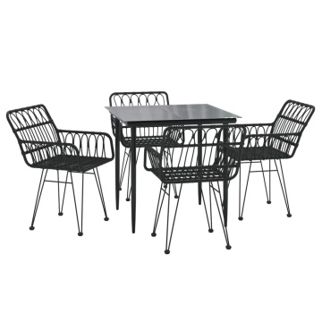 Set mobilier de grădină, 5 piese, negru, poliratan - Img 3