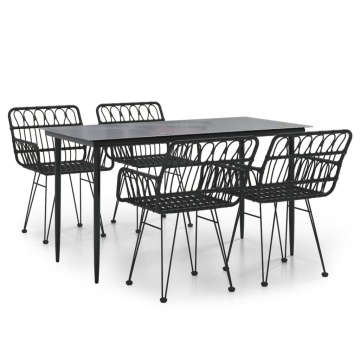 Set mobilier de grădină, 5 piese, negru, poliratan - Img 2