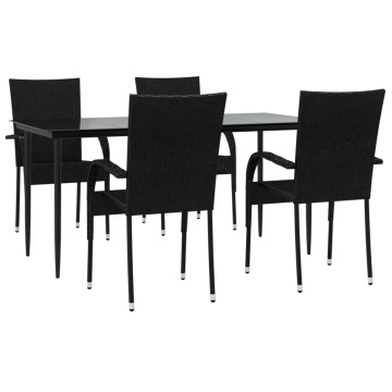Set mobilier de grădină, 5 piese, negru, poliratan - Img 3