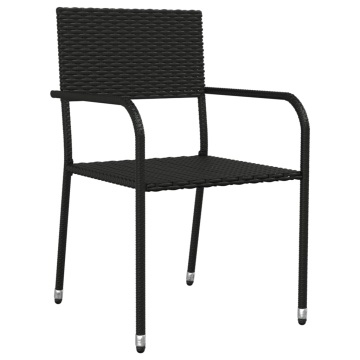Set mobilier de grădină, 5 piese, negru, poliratan - Img 4