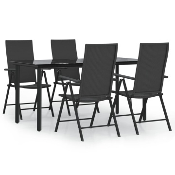 Set mobilier de grădină, 5 piese, negru, poliratan - Img 2