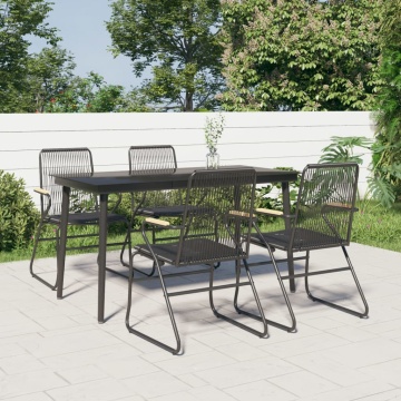 Set mobilier de grădină, 5 piese, negru, ratan PVC - Img 1