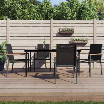 Set mobilier de grădină, 5 piese, negru, textilenă și oțel - Img 1
