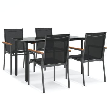 Set mobilier de grădină, 5 piese, negru, textilenă și oțel - Img 2