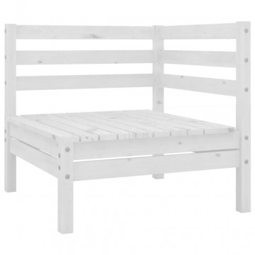 Set mobilier de grădină, 6 piese, alb, lemn masiv de pin - Img 3