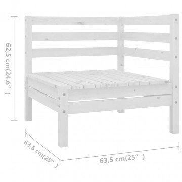 Set mobilier de grădină, 6 piese, alb, lemn masiv de pin - Img 6