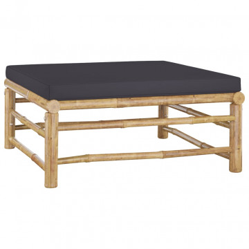 Set mobilier de grădină, 6 piese, perne gri închis, bambus - Img 8