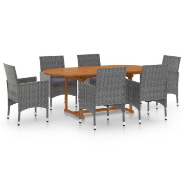 Set mobilier de grădină, 7 piese, gri, poliratan - Img 2