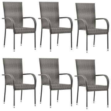 Set mobilier de grădină, 7 piese, gri, poliratan - Img 4