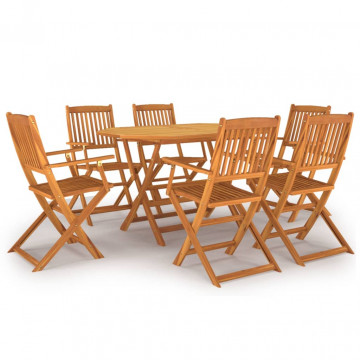 Set mobilier de grădină, 7 piese, lemn masiv de acacia - Img 2