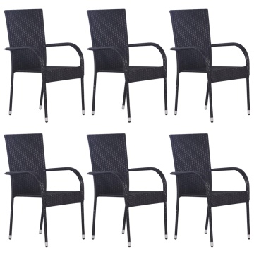 Set mobilier de grădină, 7 piese, negru, poliratan - Img 4
