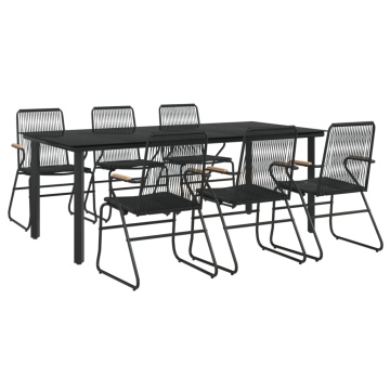 Set mobilier de grădină, 7 piese, negru, ratan PVC - Img 3