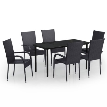 Set mobilier de grădină, 7 piese, negru - Img 2