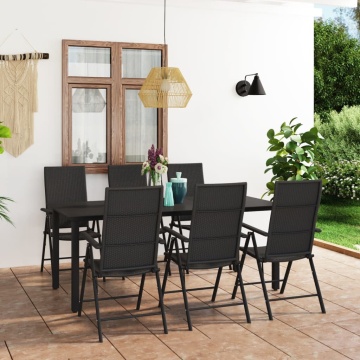 Set mobilier de grădină, 7 piese, negru - Img 1