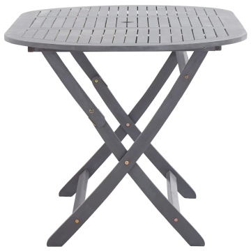 Set mobilier de grădină, 9 piese, gri, lemn masiv de acacia - Img 4