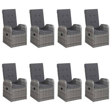 Set mobilier de grădină, 9 piese, gri - Img 8