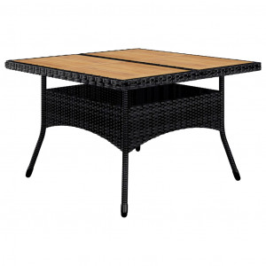 Set mobilier de grădină, 9 piese, negru, poliratan/lemn acacia - Img 2