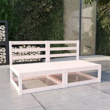 Set mobilier de grădină cu 2 locuri, alb, lemn masiv de pin - Img 1