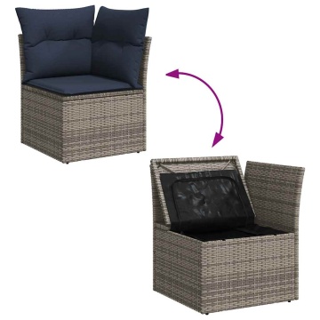 Set mobilier de grădină cu perne, 10 piese, gri, poliratan - Img 6
