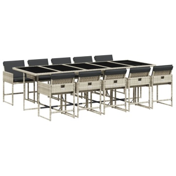 Set mobilier de grădină cu perne 11 piese gri deschis poliratan - Img 2