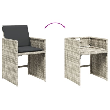 Set mobilier de grădină cu perne 11 piese gri deschis poliratan - Img 4