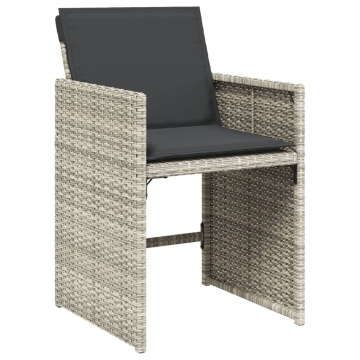 Set mobilier de grădină cu perne 11 piese gri deschis poliratan - Img 7