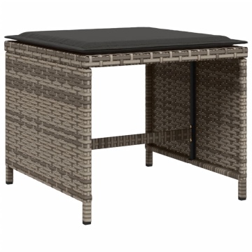 Set mobilier de grădină cu perne, 11 piese, gri, poliratan - Img 5