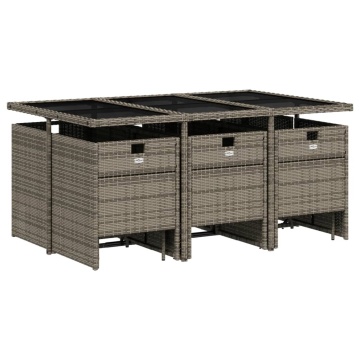 Set mobilier de grădină cu perne, 11 piese, gri, poliratan - Img 3