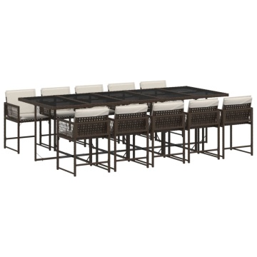 Set mobilier de grădină cu perne, 11 piese, maro, poliratan - Img 2